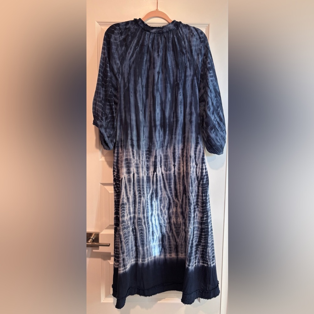 Ocean+Main NAVY TIDE PRINT GAUZE DRESS WITH POCKETS - Picture 4 of 10